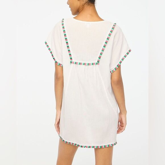 J Crew Factory NWT Fringe Beach Tunic & Swim Coverup Size Medium in White Gauze - Picture 3 of 9